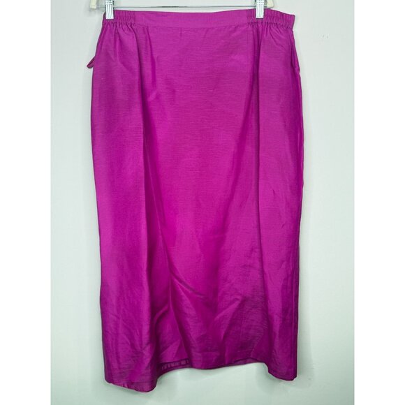 ISC Fuchsia Silk Linen Blend Skirt Suit 2 Piece Plus Size 2X - Picture 7 of 12